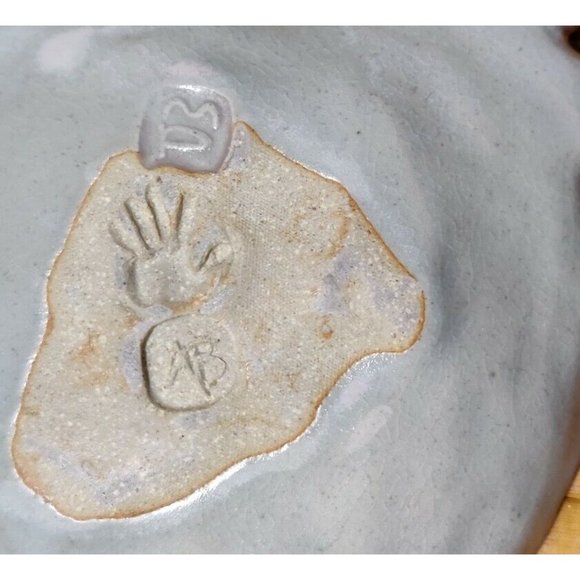 Vintage Studio Art Pottery Majolica Style Grape Leaf Trinket Dish 8.25x6" Signed - Picture 4 of 10